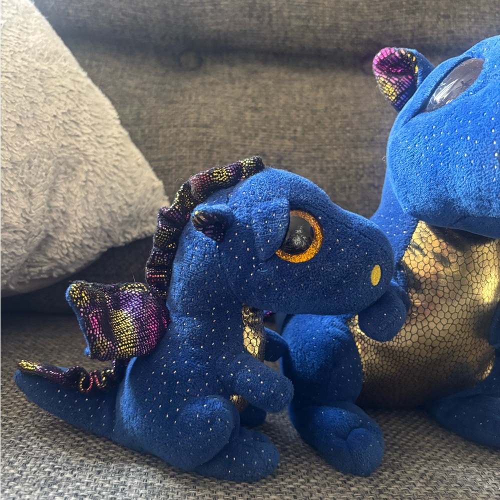Blue and Gold Dragon Plush Toy Set Ty babies - Picture 4 of 5